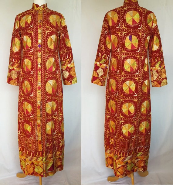 Stunning 1970s Indian Hand-Embroidered Maxi Hippi… - image 1