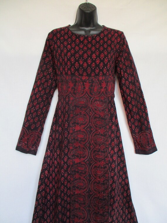 Vintage Indian Cotton Dress, Block Printed, Resis… - image 1