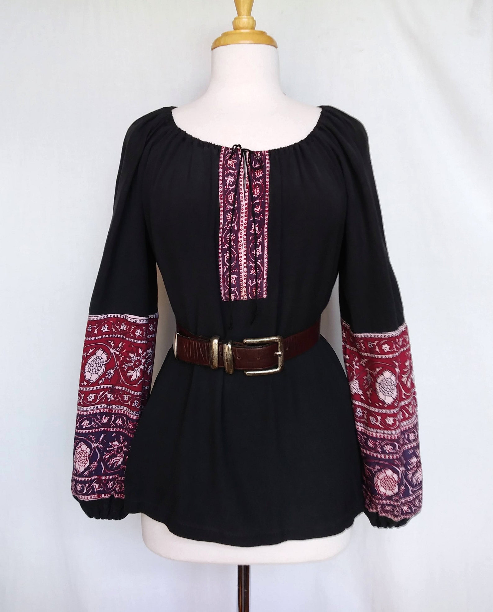 Vintage 1970s Indian Peasant Top Blouse Rayon Block Print Etsy