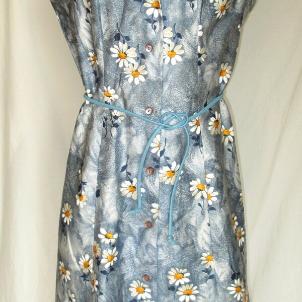 Vintage 1970s Dash-About Sleeveless Cotton Summer/House Dress, Large