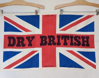 Vintage 1960s Tea Towel, Dry British, Dodo Designs, Union Jack, Linen, Souvenir