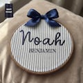 Custom Embroidered Baby Announcement Sign for Boys | Customized Baby Name Sign | Baby Shower Gift | Nursery Wall Art | Newborn Hospital Sign