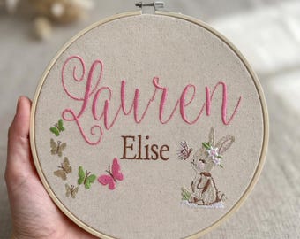 Custom Embroidered Baby Announcement Sign for Girls | Personalized Baby Name Sign |Baby Shower Gift| Nursery Wall Art |Newborn Hospital Sign