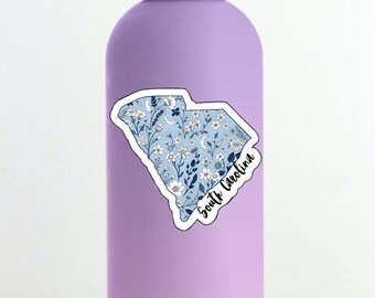 Staatssticker van South Carolina: Waterdichte vinylsticker met bloemenmotief