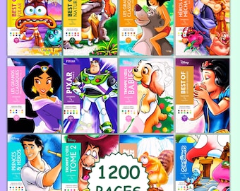 Disney Mystery Coloring Pages by Numbers 12-Pack 1400 Pages Disney Magic Coloring Pages, Digital Download for Adults and Kids, Stress Relief