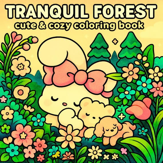 Forest Coloring Book: 40 Cozy Nature Pages, PDF + PNG for Procreate