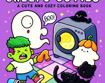 Creepy Cuties Coloring Book: Kawaii Ghosts, Spooky Halloween (PDF + PNG)