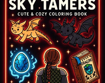 Kawaii Dragon Rider Coloring Book: 33 Bold Designs (PDF & PNG) Procreate Compatible