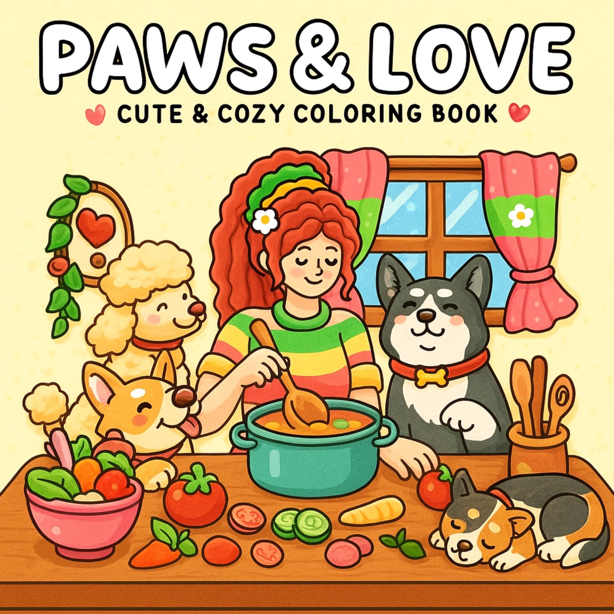 Paws & Love Libro de colorear digital para dog moms PDF PNG – 35 páginas kawaii de trazos audaces, imprimible y listo para Procreate, descarga instantánea