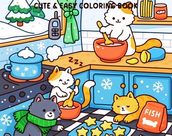 Cute Kawaii Cat Coloring Book for Adults & Teens – 58 Pages (Printable PDF + PNG)