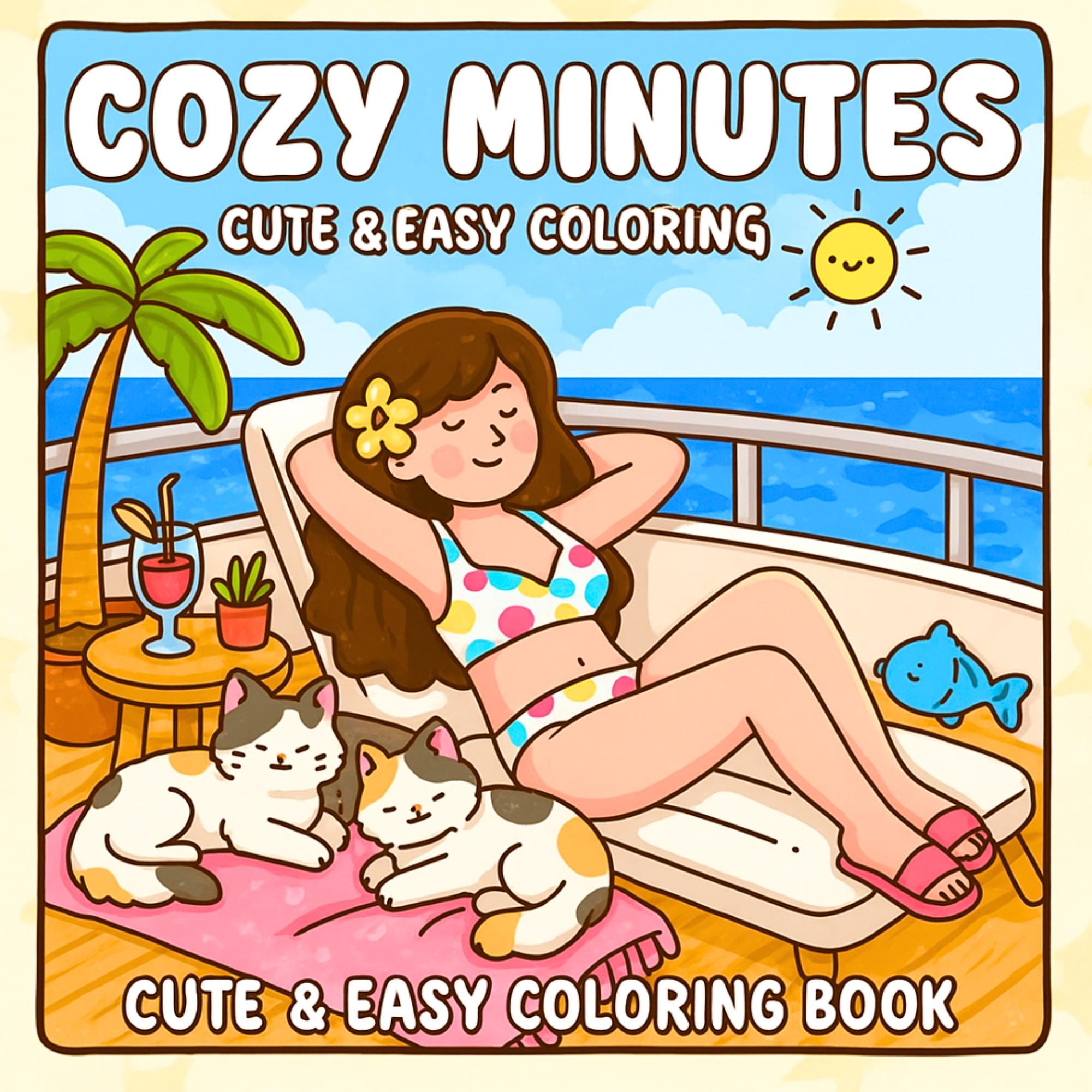 Cozy Minutes Kawaii Coloring Book PDF & PNG | Bold & Easy Printable for Procreate | Instant Digital Download