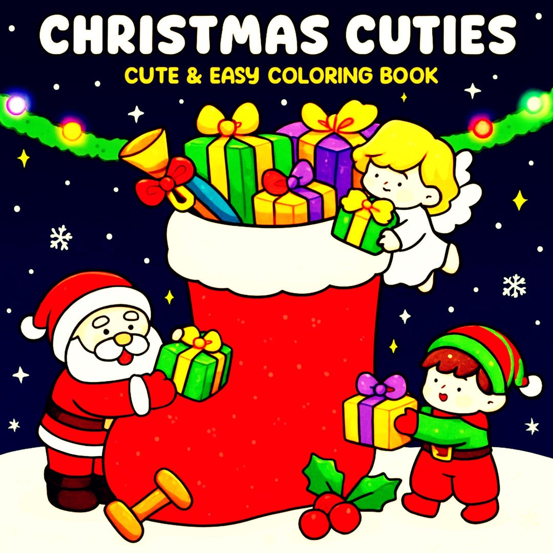 Christmas Cuties - Bold and Easy Cute Holiday Coloring Pages for Adults ...