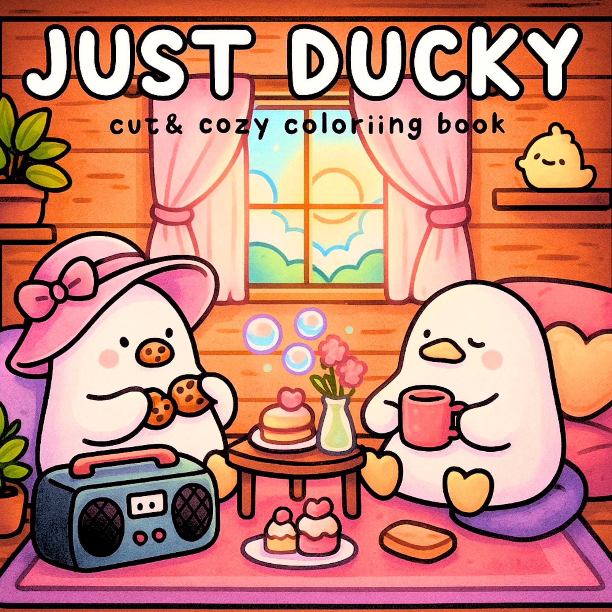 Just Ducky Libro para Colorear Descarga Digital | 43 Páginas Imprimibles PDF y PNG | La tierna vida de los patos de Coco Wyo