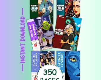 Livre de coloriage mystère, dessins animés animés, séries télévisées, 350 pages (téléchargement PDF)