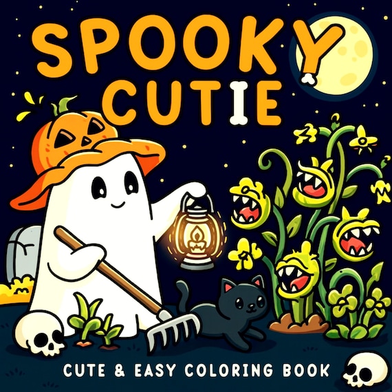 Spooky Cutie Coloring Book for Adults – Kawaii Halloween Art (PDF + Procreate)