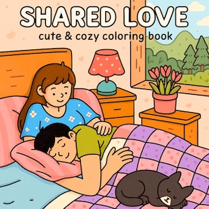 Shared Love Digital Coloring Book PDF + PNG | 21 Bold Easy Kawaii Pages | Printable for Procreate | Couple Moments, Coco Wyo Coloring