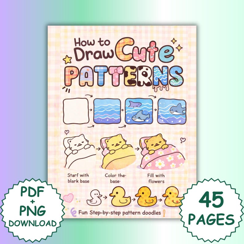Cute Guide.pdf Kawaii Pattern Drawing Book | Step-by-step Designs (PDF & PNG Download ...