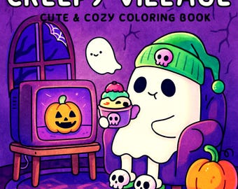 Creepy Village Coloring Book for Adults: Spooky Halloween Art (PDF Printable)