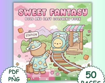 Kawaii Coloring Book – Sweet Fantasy Magical Creatures (PDF & PNG Download)