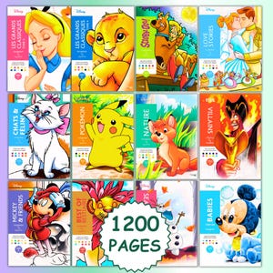 Kolorowanki Disney Mystery według numerów, 12 sztuk, 1400 stron. Kolorowanki Disney Magic, do pobrania w wersji cyfrowej dla dorosłych i dzieci, łagodzenie stresu.