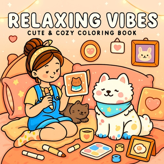 Relaxing Vibes Coloring Book, Cozy Illustrations (PDF Edition)