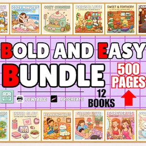 Cozy Coloring Book Bundle: 500+ Pages for Adults & Seniors (PNG + PDF)