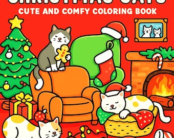 Christmas Cats Coloring Book for Adults – Coco Wyo Style (PDF Printable + Procreate)