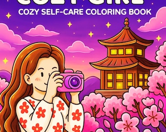 Cozy Girl Coloring Book: Bold and Easy Girls, Friends (PDF and PNG)