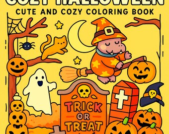 Halloween Coloring Book, Spooky Autumn Designs (PDF & PNG