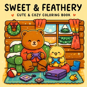 Sweet Feathery Coloring Book PDF PNG 42 Pages Bold and Easy for Adults | Cute Animal Art | Coco Wyo Style| Digital Download