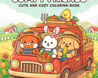 Comfy Friends – Bold and Easy Coloring Book, 52 Cute Cozy Friendship Pages, Kawaii Friends Scenes, Relaxing Coloring, Printable PDF + PNG