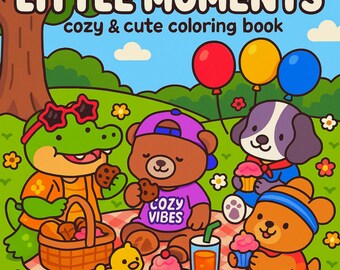 Little Moments Bold and Easy Coloring Book for Adults - Cute Cozy Everyday Scenes, Coco Wyo Style PDF Printable + Procreate PNG Pages
