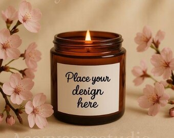 Amber Soy Candle Mockup: Blank Label, Soy Candle Mockup, Amber 9oz Candle Mockup, POD candle mock up, Candle Jar Mockup, Amber Candle Mockup