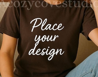 Maqueta de camiseta Espresso Comfort Colors 1717 Maqueta de camiseta Comfort Colors Maqueta de camiseta Espresso Comfort Color Maqueta de camiseta Espresso Camisa marrón