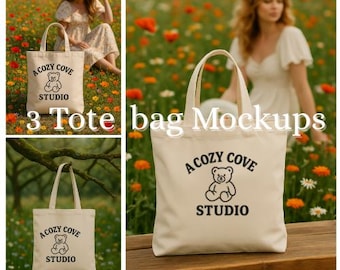 Tote Bag Mockup Bundle Lifestyle Natural Cotton Canvas Tote Bag Mockups Shoppingväska, Boho Minimal Mockups, Moderna Mockups Sommarväskor