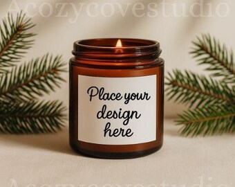 Soy Candle Mockup, Amber 9oz Candle Mockup, POD candle mock up, Candle Jar Mockup, Amber Candle Mockup Amber Soy Candle Mockup: Blank Label