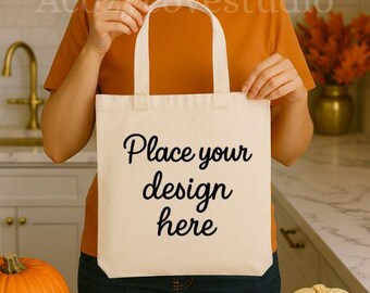 Tote Bag Mockup | Canvas Tote Bag Digital Download | Autumn Lifestyle Mockup Bundle | Printify Printful Canva Etsy Compatible Mockup
