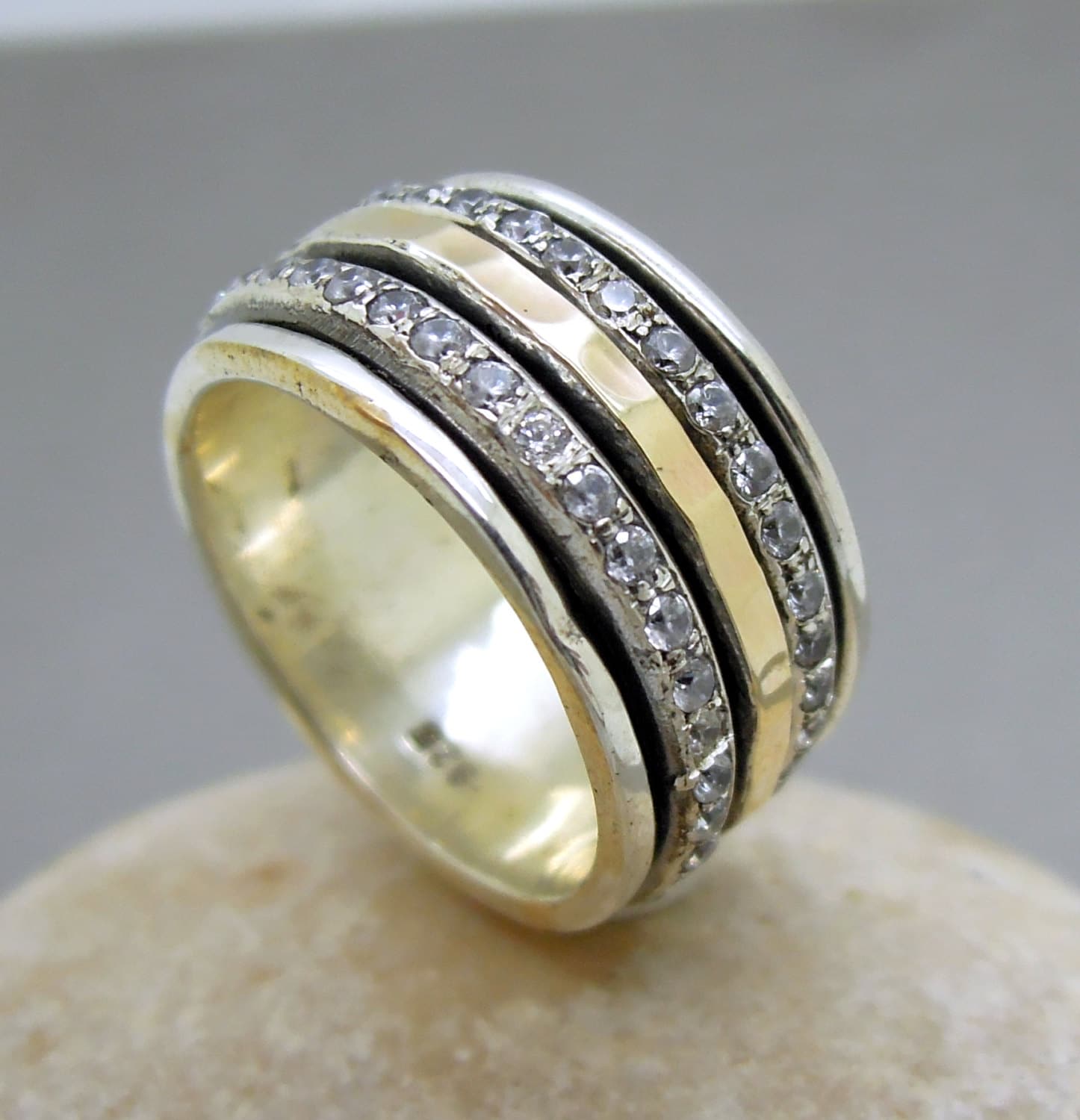 Spinner Type Rings Spinner Ring With 925 Sterling Silver, 9K 9K Gold & Zircon Spinners(785 ...