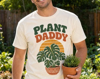 Maglietta "Plant Daddy" - Regalo divertente per papà amante delle piante - Maglietta botanica retrò - Monstera