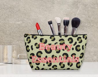 Leopard Print Cosmetic Pouch, Travel Makeup Bag Organizer