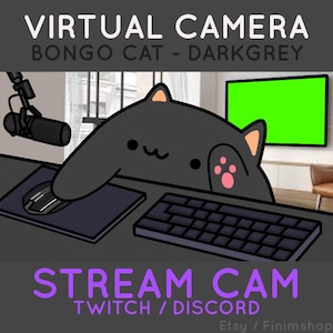 Bongocat - ダークグレー | Twitch および Discord 用のカスタマイズ可能な仮想カメラ (カスタムを含む)