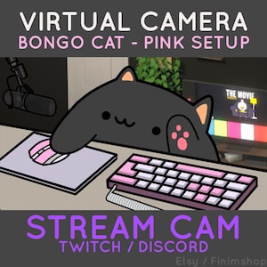 Bongocat - Darkgrey Pink Setup | Customizable Virtual Camera for Twitch & Discord