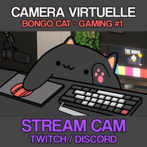 Bongocat - GAMING 1# ダークグレー | Twitch および Discord 用のカスタマイズ可能な仮想カメラ (カスタムを含む)