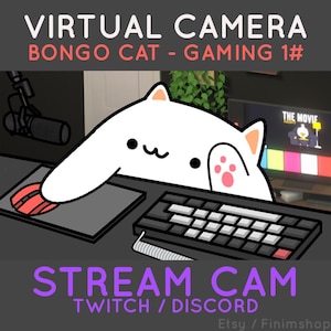 Bongocat - GAMING 1# White | Customizable Virtual Camera for Twitch & Discord (Custom Included)