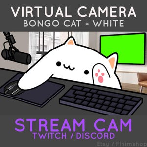 Bongocat - White | Customizable Virtual Camera for Twitch & Discord (Custom Included)