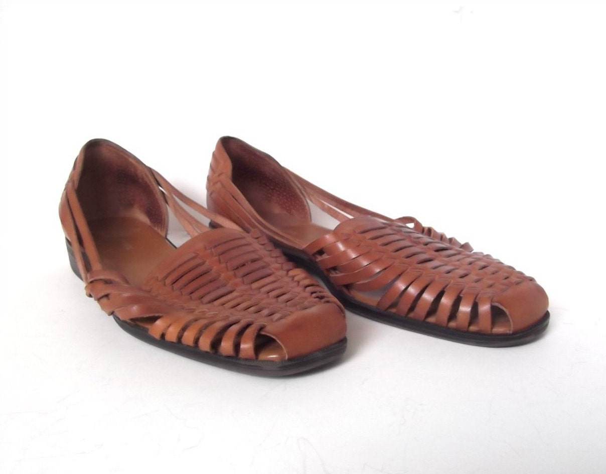 Vintage Leather Closed Toe Huarache Sandals. Women's Sz. Etsy