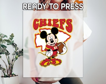 Chiefs Mickey Mouse Ready to Press DTF, Disney Chiefs Print, Heat DTF Transfer, Gift For Kids Print, American Football DTF, Disney Football