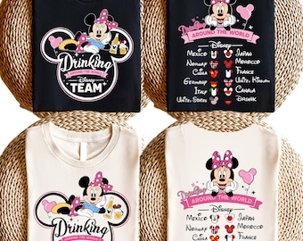 Drinking Around the World Disney Shirt, Epcot World Tour Tee, Fun Disney Trip Matching Outfit, Adult Disney Vacation T-Shirt