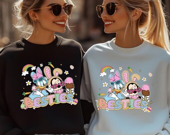 Minnie Mouse & Daisy Duck Besties Shirt, Best Friend Sweatshirt, Disney Girls Shirt, Disney Friends Matching Shirt, Summer Ice-cream Tee
