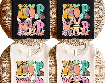 Hip-Hop Easter Mickey & Minnie T-Shirt Cool Disney Bunny Rap Tee Trendy Easter Outfit Street Style Disney Shirt